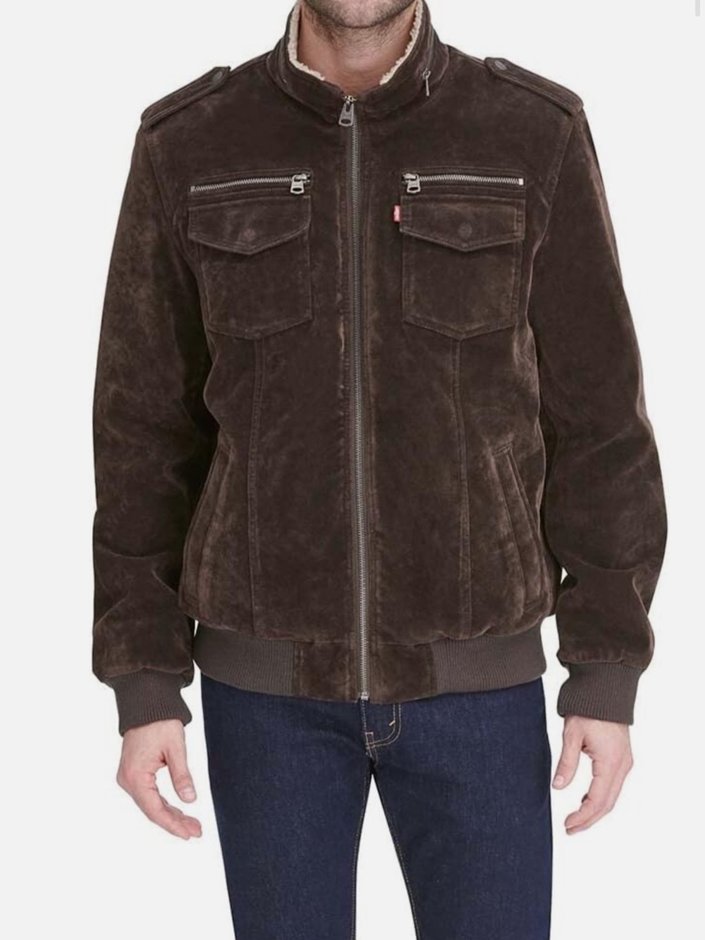 NWT Levi’s Men's Faux Suede Bomber Jacket - Chocolate Brown